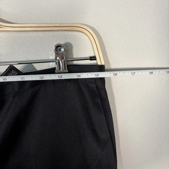 Black Satin Dress Pants Vintage Style Straight Leg Minimalist High Waist - Picture 11 of 12